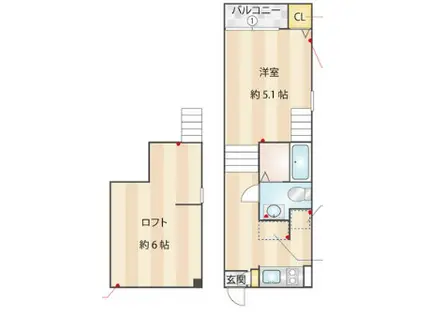 西鉄天神大牟田線 井尻駅 徒歩5分 2階建 築15年(1K/1階)の間取り写真