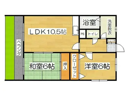 第7タカキハイツ(2LDK/1階)の間取り写真