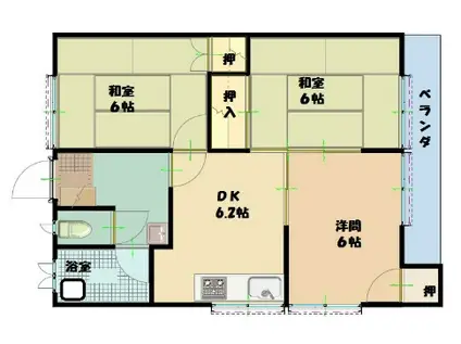 サンハイツ(3DK/2階)の間取り写真