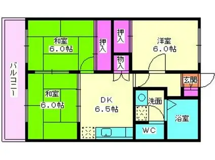 第二光ヶ丘ハイツ(3DK/6階)の間取り写真