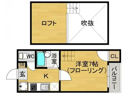 ブレッシング井尻(1SK/1階)の間取り写真
