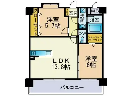 カラコレスⅤ(2LDK/5階)の間取り写真