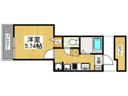 コンフォートベネフィス井尻Ⅱ(1K/2階)の間取り写真