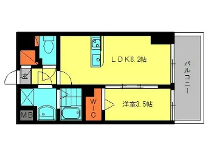 ルヴェドゥソレイユ(1LDK/2階)の間取り写真