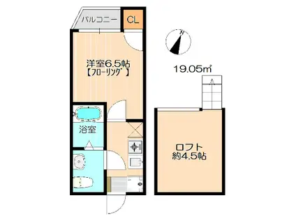 中長コーポ井尻(1K/1階)の間取り写真