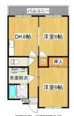 大産板付マンション(2DK/4階)の間取り写真
