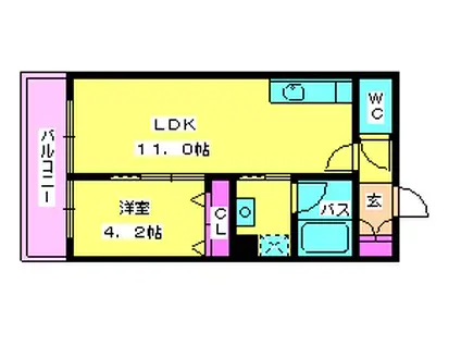 クスノキハウス(1LDK/2階)の間取り写真