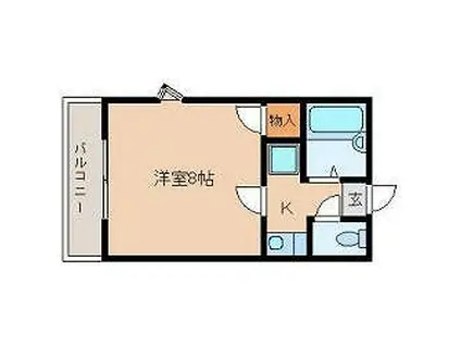 ライブクリスタル(1K/2階)の間取り写真