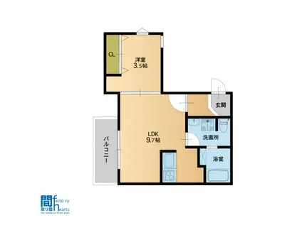 ウェリス南福岡(1LDK/3階)の間取り写真