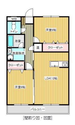 マンション泉の杜(2LDK/4階)の間取り写真