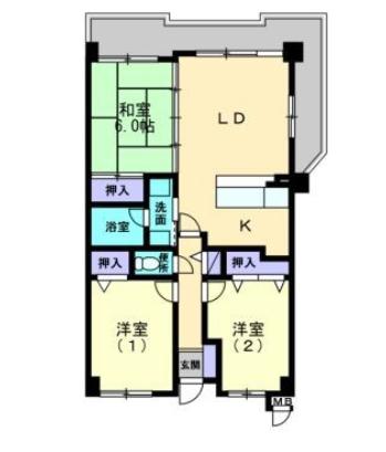 第2世利ビル(3LDK/7階)の間取り写真