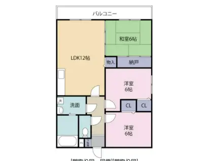 大産空港南ビル(3LDK/4階)の間取り写真