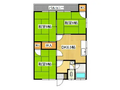 清繁荘(3DK/1階)の間取り写真