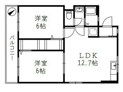 メゾン清水(2LDK/3階)の間取り写真