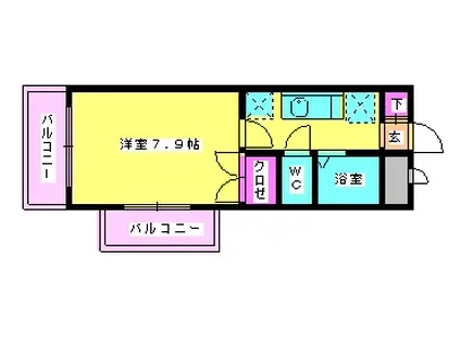 グランピアライフ宝町(1K/3階)の間取り写真