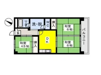 ハイラークやひろ(3DK/3階)の間取り写真