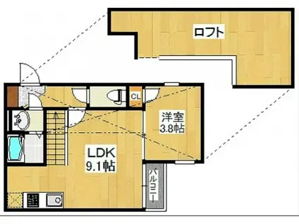 パティオ博多南2(1SLDK/1階)の間取り写真