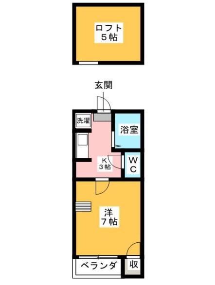 K&Y井尻弐番館(1K/1階)の間取り写真