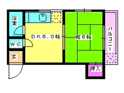 サンバースコーポ諸岡(1DK/1階)の間取り写真