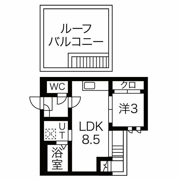 GRANDTIC PEACE井尻 ピース(1LDK/2階)の間取り写真