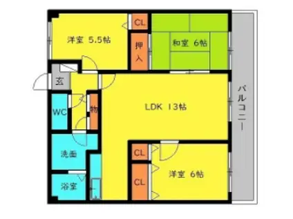 プレステージ博多南(3LDK/5階)の間取り写真