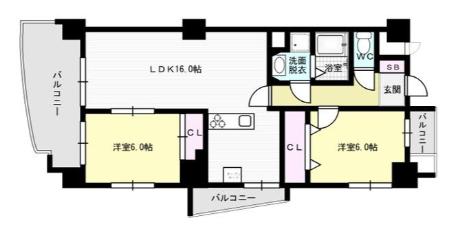 グランドステイツ大橋南(2LDK/4階)の間取り写真