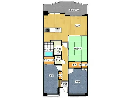 博多南線 博多南駅 徒歩25分 6階建 築27年(3LDK/4階)の間取り写真