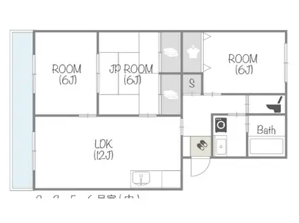 サンヒルズ春日(3LDK/2階)の間取り写真