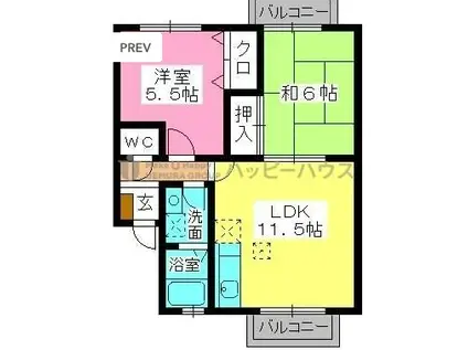 ティアラ長野(2LDK/1階)の間取り写真