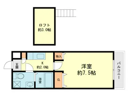 ピュアフリー井尻駅前B(1K/2階)の間取り写真