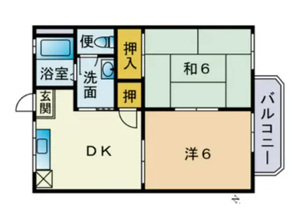 キャッスル春日原(2DK/1階)の間取り写真
