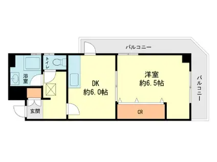 丸洋ビル(1DK/2階)の間取り写真
