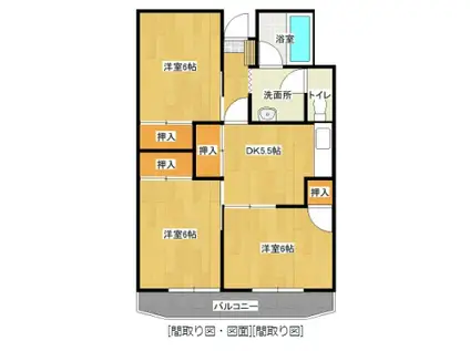 ラインビル西村(3DK/3階)の間取り写真