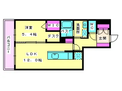 VERDE CLARO(1SLDK/1階)の間取り写真