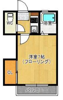 プティメゾン(1K/2階)の間取り写真