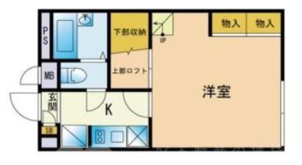 アジュール那珂川(1K/2階)の間取り写真