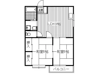 ミキハウス(2LDK/1階)の間取り写真