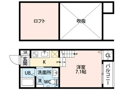 アークレーヴ(1SK/2階)の間取り写真