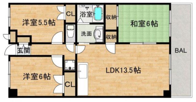 ハイツ桃山(3LDK/2階)の間取り写真