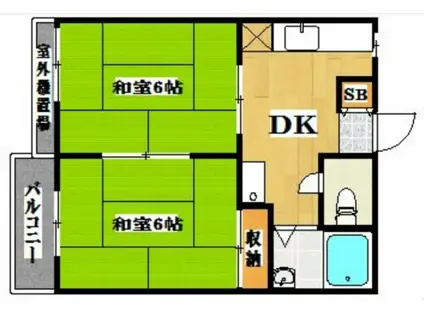 タウニィコンドウ(2DK/2階)の間取り写真