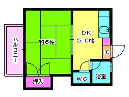 シングルライフ井尻(1DK/2階)の間取り写真