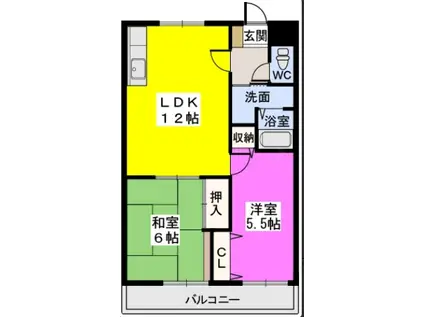 ハルコート(2LDK/1階)の間取り写真