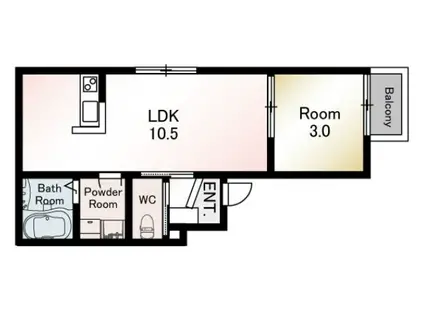 AMP ES 春日(1LDK/2階)の間取り写真
