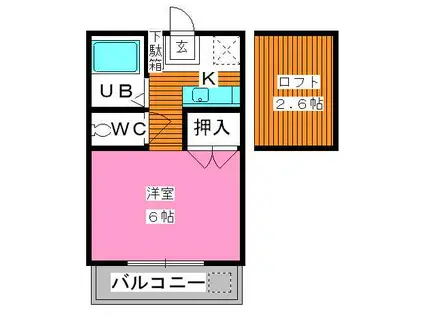 ベルーナふくとみ(1K/2階)の間取り写真