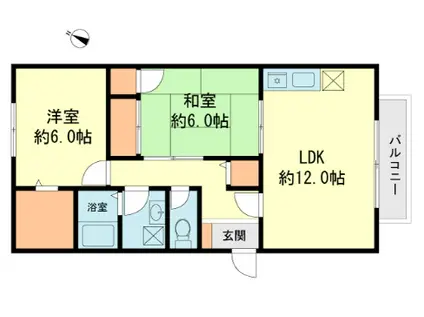 ラ・ポート・リーベンスB棟(2LDK/2階)の間取り写真