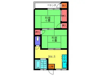 松尾アパート(2DK/2階)の間取り写真