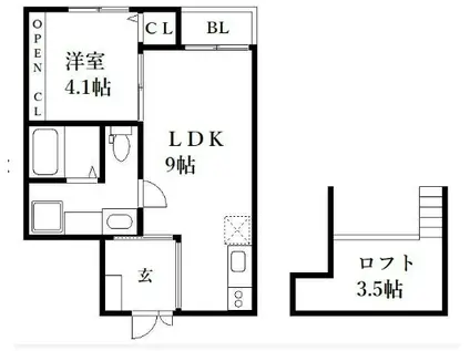 APT03(1LDK/1階)の間取り写真