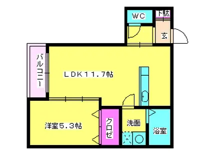 メゾンクレール博多南五番館(1LDK/3階)の間取り写真