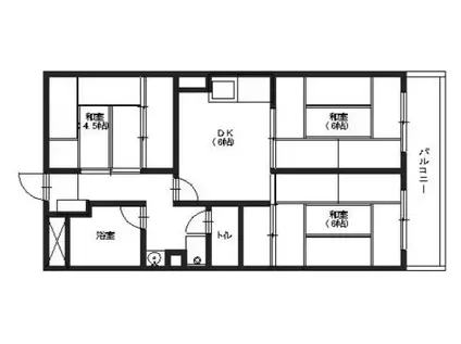 第1ハイタウン春日(3DK/4階)の間取り写真