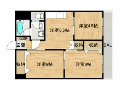 南福岡渡辺ビル(3DK/4階)の間取り写真